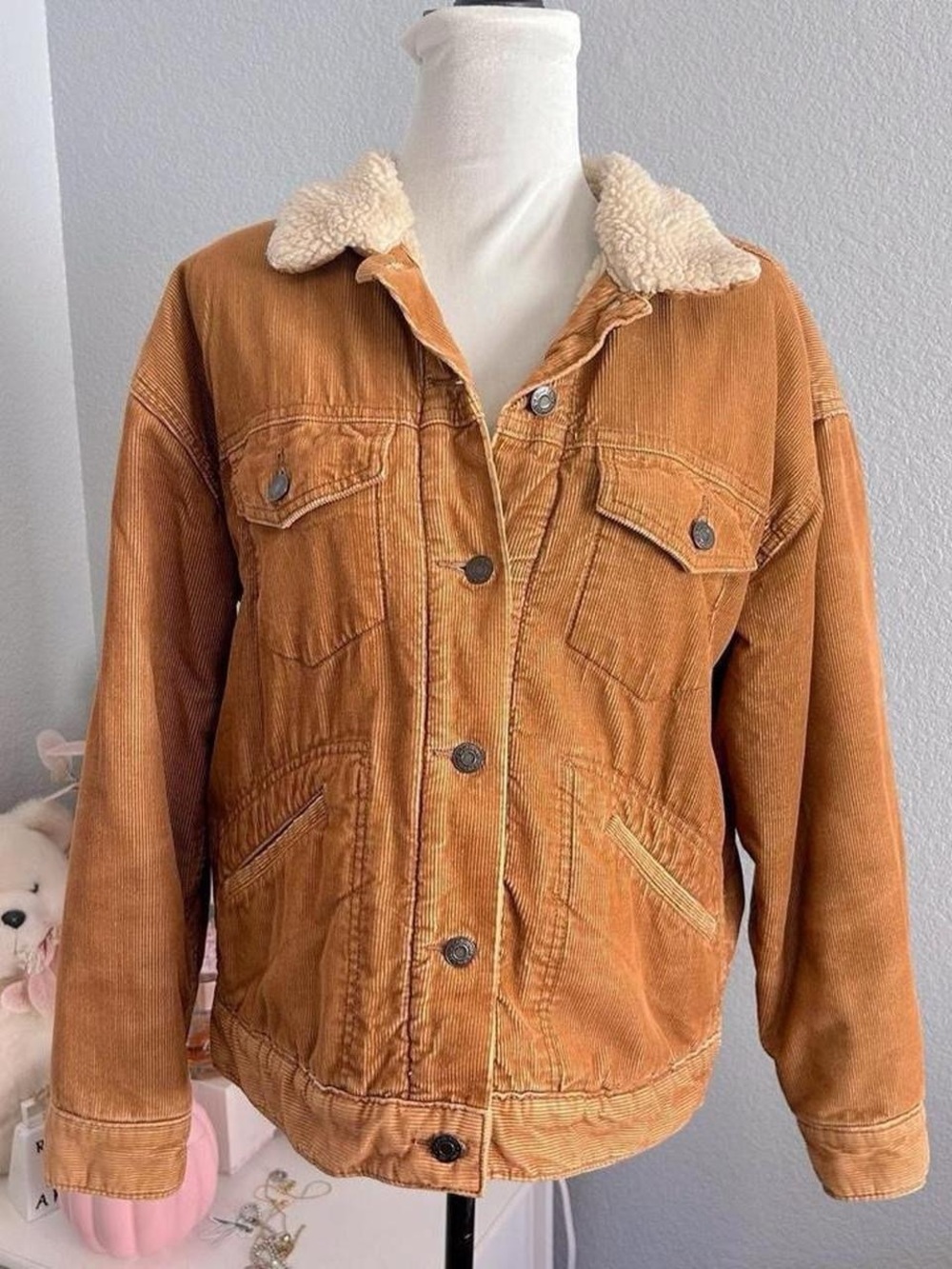Vintage Gap Brown Tan Corduroy Sherpa Collar Oversized Jacket